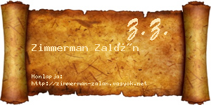 Zimmerman Zalán névjegykártya